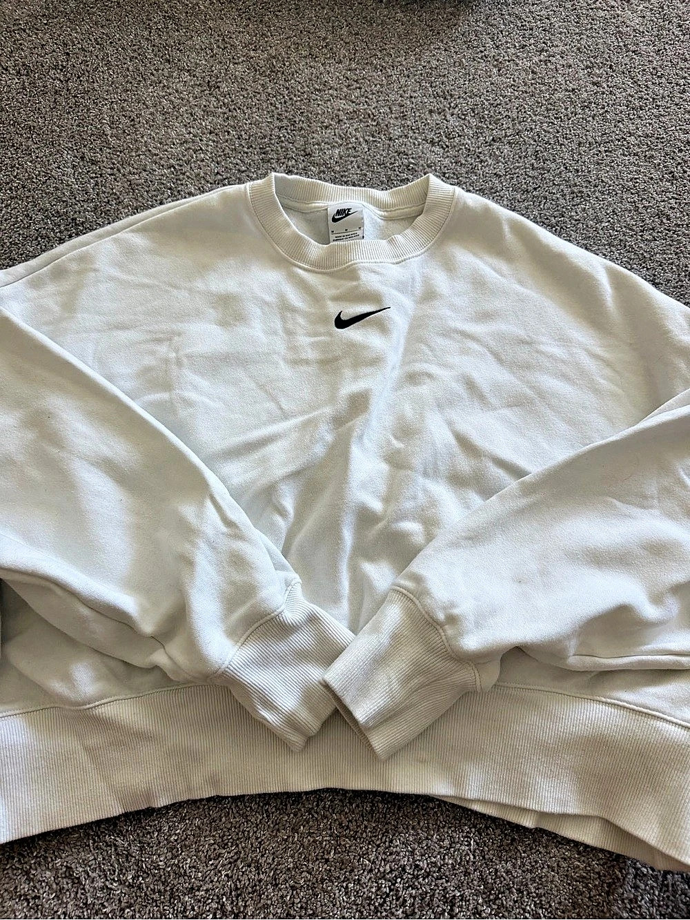 Nike White Fleece Crewneck Sweatshirt